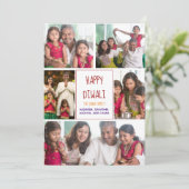 Happy Diwali Modern Photo Collage Red Holiday Card (Staand voorkant)
