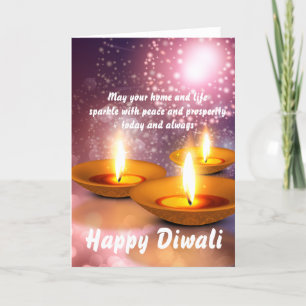 Happy Diwali-olielampen op gloeiende vuurwerk Kaart