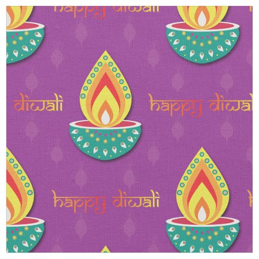 Happy Diwali op paars Stof (Close Up)