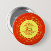 Happy Diwali Oranje Cream Mandala Modern Ronde Button 7,6 Cm (Voorkant /achterkant)