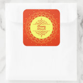 Happy Diwali Oranje Cream Mandala Modern Vierkante Sticker (Tas)