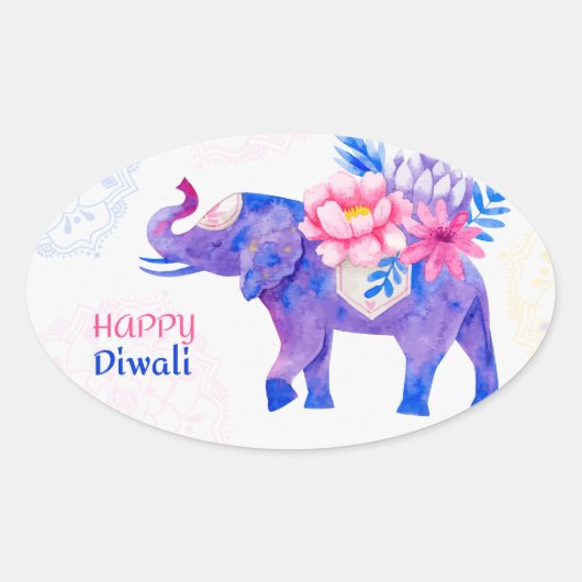 Happy Diwali Ovale Sticker (Voorkant)