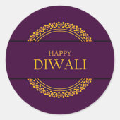 Happy Diwali Paars Gold Elegant Modern Ronde Sticker (Voorkant)
