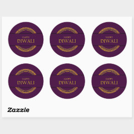 Happy Diwali Paars Gold Elegant Modern Ronde Sticker