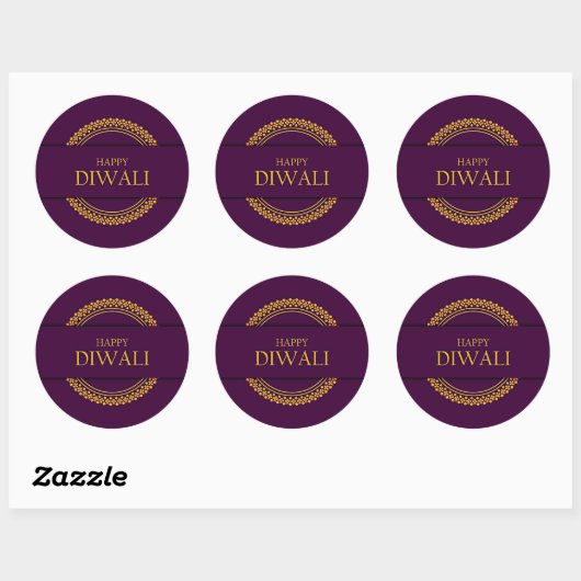 Happy Diwali Paars Gold Elegant Modern Ronde Sticker (Vel)