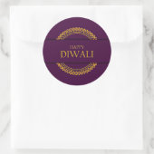 Happy Diwali Paars Gold Elegant Modern Ronde Sticker (Tas)