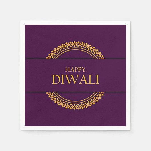 Happy Diwali Paars Gold Elegant Modern Servet (Voorkant)