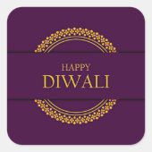 Happy Diwali Paars Gold Elegant Modern Vierkante Sticker (Voorkant)