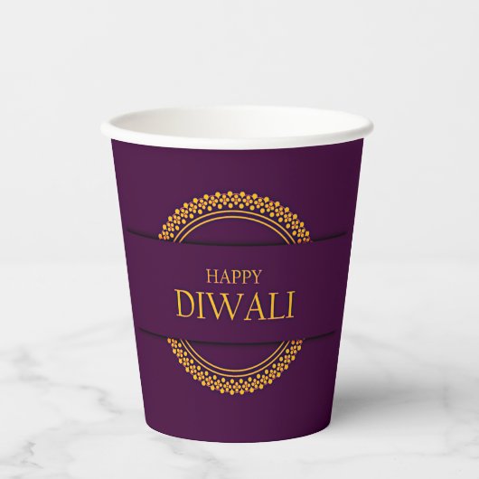 Happy Diwali Paars Gold Elegant Papieren Bekers (Voorkant)