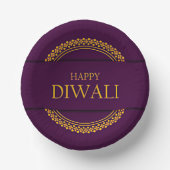 Happy Diwali Paars Gold Elegant Papieren Kommen (Voorkant)