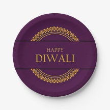 Happy Diwali Paarse Gouden Elegant 7"