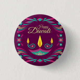 Happy Diwali paarse kaarsillustratie Ronde Button 3,2 Cm
