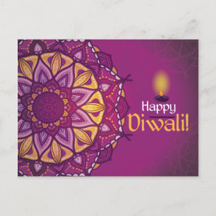 Happy diwali paarse sierrangoli briefkaart