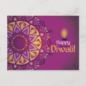 Happy diwali paarse sierrangoli briefkaart (Voorkant)