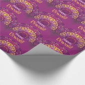 Happy diwali paarse sierrangoli cadeaupapier (Hoek)