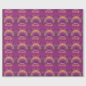 Happy diwali paarse sierrangoli cadeaupapier (Vlak)