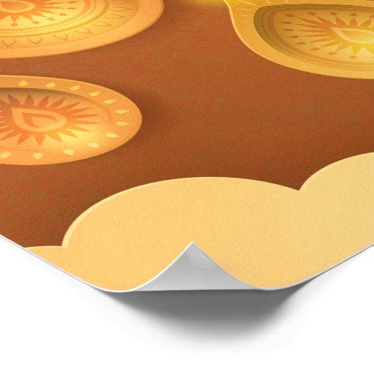 Happy Diwali Papercut Deepas Poster (Hoek)