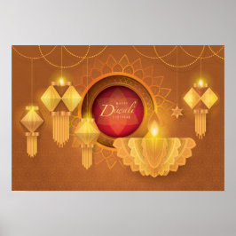 Happy Diwali Papercut Lantern Poster
