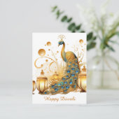 Happy Diwali Pauw Lantaarn Festival van het Licht Feestdagenkaart (Staand voorkant)