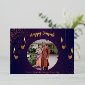 Happy Diwali Photo Folie Feestdagenkaart (Staand Voorkant)
