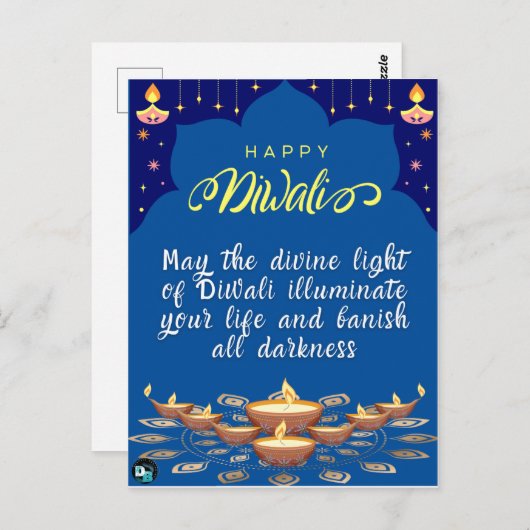 Happy Diwali Post kaart (Voorkant / Achterkant)