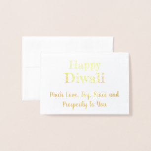 Happy Diwali Real Gold Foil Elegant Typografie Folie Kaarten