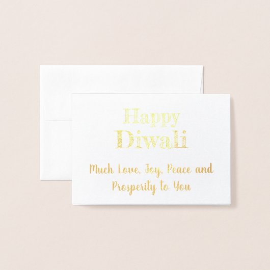 Happy Diwali Real Gold Foil Elegant Typografie Folie Kaarten (Voorkant met envelop)