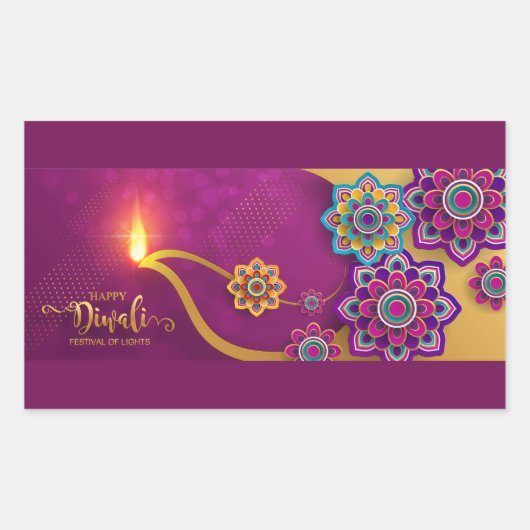 Happy Diwali Rechthoekige Sticker (Voorkant)