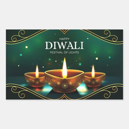 Happy Diwali Rectangular Sticker (Voorkant)