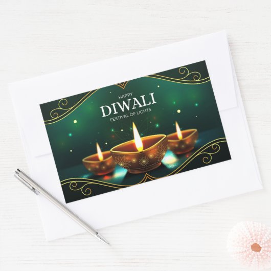 Happy Diwali Rectangular Sticker (Envelop)