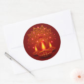 Happy Diwali Red Gold Sparkle Mandala Diya Candles Ronde Sticker (Envelop)