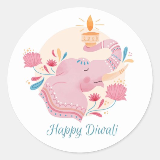 Happy Diwali Ronde Sticker (Voorkant)