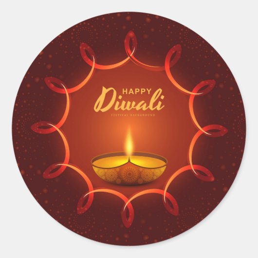 Happy Diwali Ronde Sticker (Voorkant)