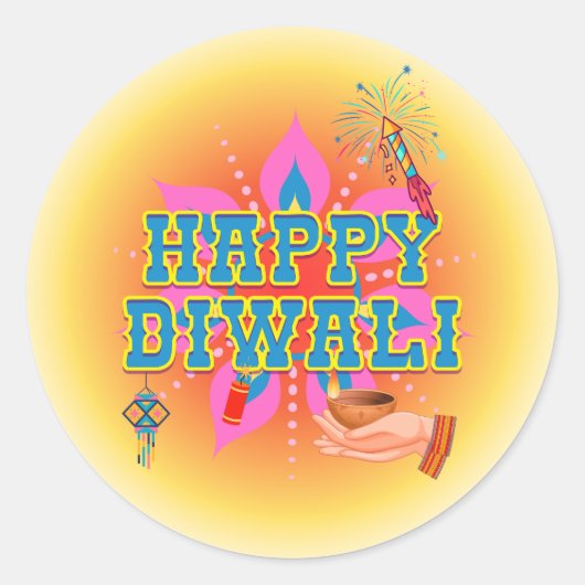 Happy Diwali Ronde Sticker (Voorkant)