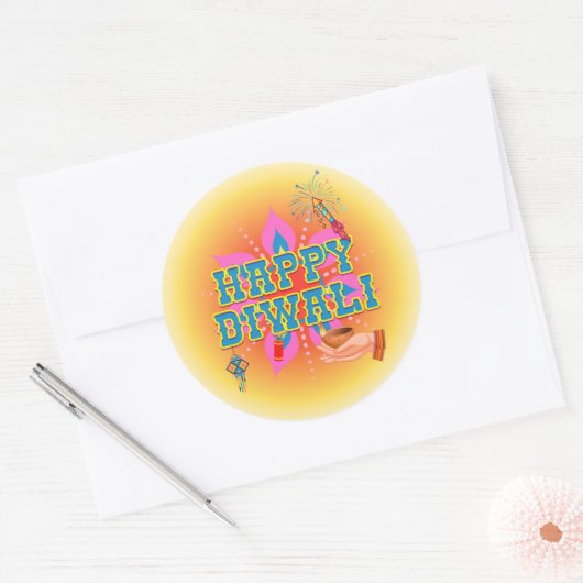 Happy Diwali Ronde Sticker (Envelop)