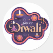 Happy Diwali Ronde Sticker (Voorkant)