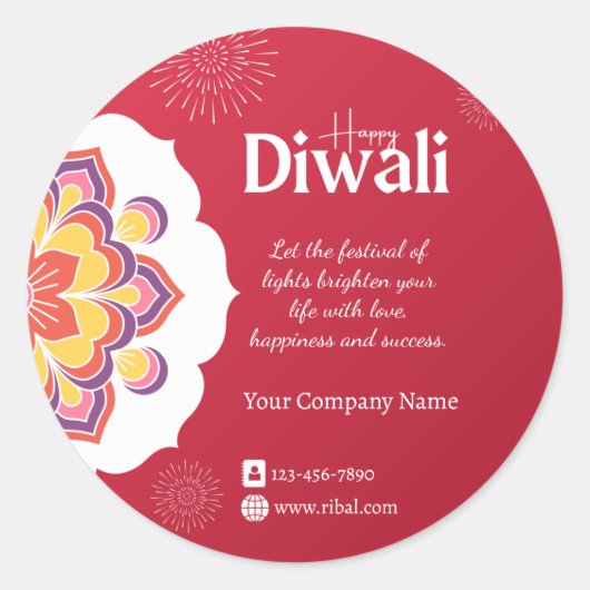 Happy Diwali Round Custom Sticker (Voorkant)
