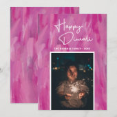 Happy Diwali. Roze festival van verlichting. India Feestdagenkaart (Voorkant / Achterkant)