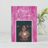 Happy Diwali. Roze festival van verlichting. India Feestdagenkaart (Staand voorkant)