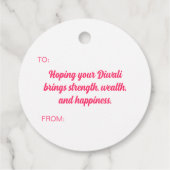 Happy Diwali Roze Rangoli Groet Label (Achterkant)