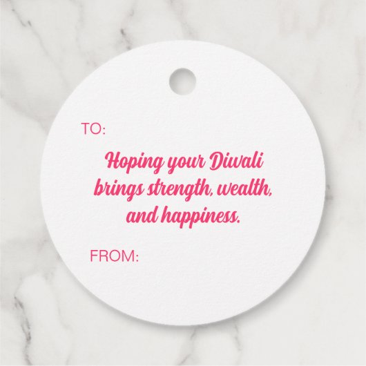 Happy Diwali Roze Rangoli Groet Label (Achterkant)