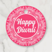 Happy Diwali Roze Rangoli Groet Label (Voorkant)