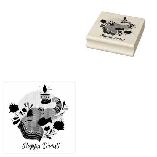 Happy Diwali Rubber Stamp Rubberstempel (Gestempeld)