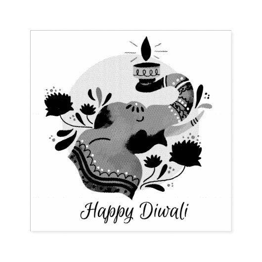 Happy Diwali Rubber Stamp Rubberstempel (Afrduk)