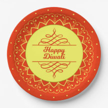 Happy Diwali Sinaasappel Cream Mandala Modern 9"