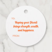 Happy Diwali Sinaasappel Rangoli Groet Label (Achterkant)