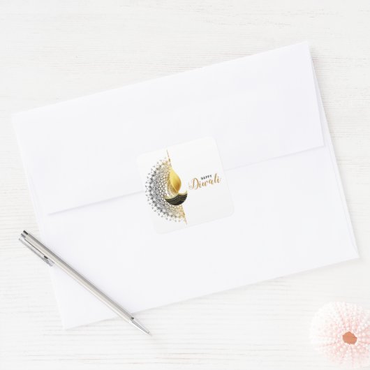 Happy Diwali Square Sticker (Envelop)