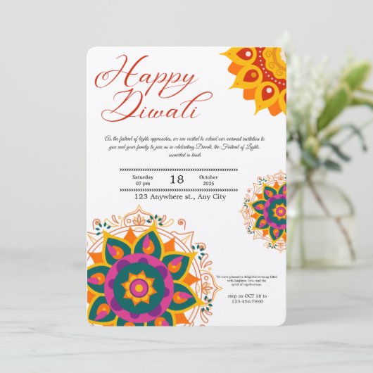 Happy Diwali Uitnodiging (Staand voorkant)