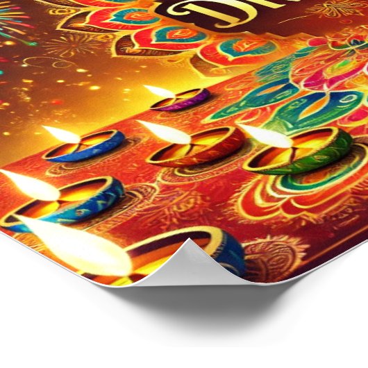 Happy Diwali - Vier het Festival van het Licht Poster (Hoek)