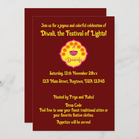 Happy Diwali - Viering Kaart (Voorkant / Achterkant)